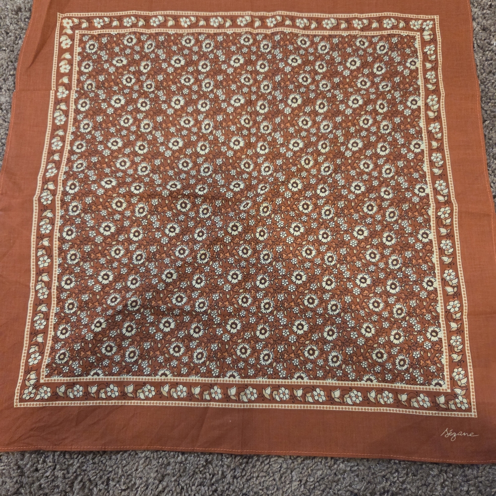 Sezane Terracotta and Cream Patterned Scarf